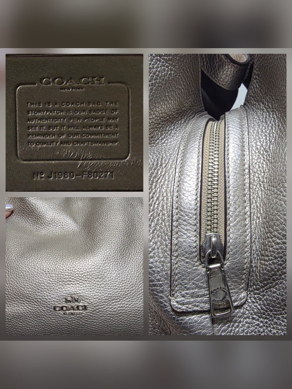 Coach F80271 Hallie Metallic Leather Shoulder Bag - Picture 15 of 15